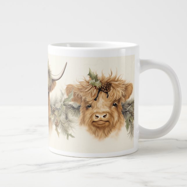Highland Scottish Cows Large Coffee Mug (Right)