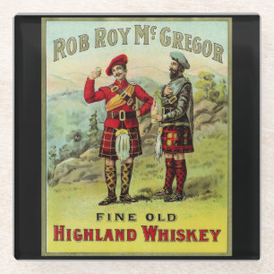 HIghland Scottish Whiskey Label Glass Coaster