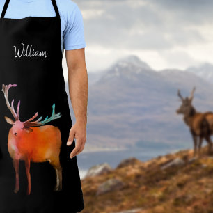 Highland Stag with Antlers Personalised Apron