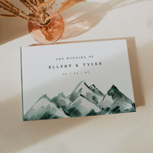 Highland Watercolor Mountain Wedding Guest Book