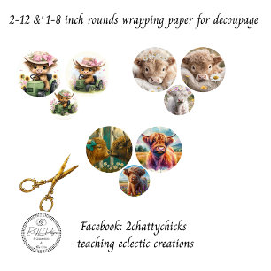 Highland Whimsy Country 12 & 8 inch rounds  Wrapping Paper Sheet