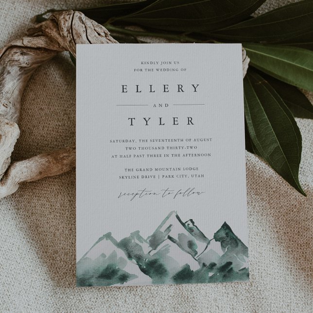 Highland | Winter Watercolor Mountain Wedding Invitation (Creator Uploaded)