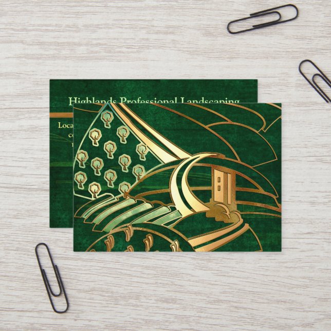 Highlands 1 Celtic LANDSCAPING TREE SERVICE Business Card (Front/Back In Situ)