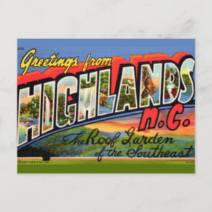 Highlands NC Retro Postcard