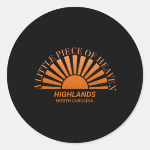 Highlands North Carolina A Little Piece Of Heaven Classic Round Sticker
