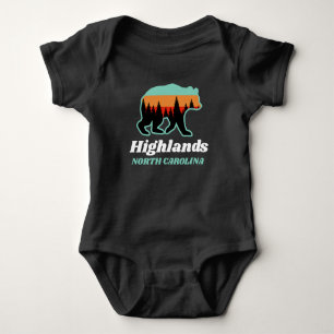 Highlands North Carolina NC Bear Retro Vintage  Baby Bodysuit