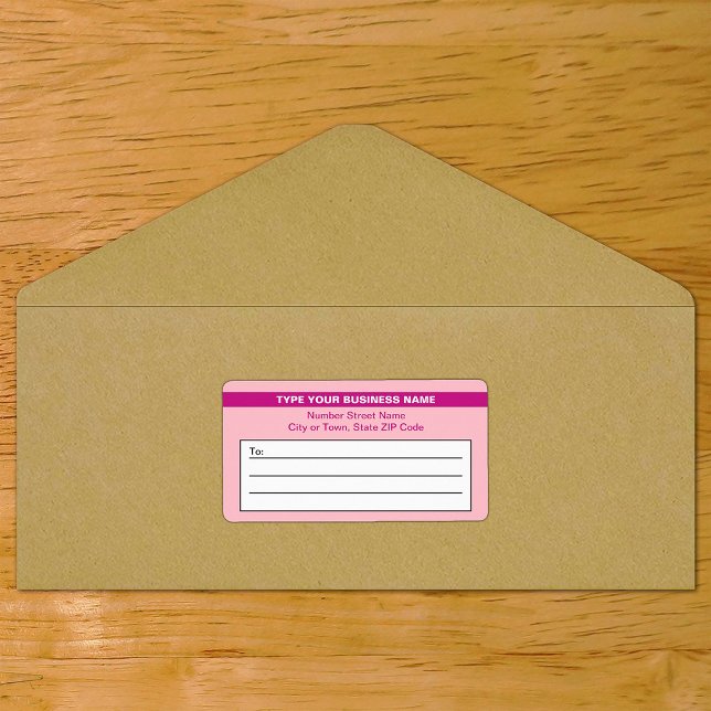 Highlighted Brand Name on Pink Shipping Label (Pink shipping label with your highlighted brand on envelope)
