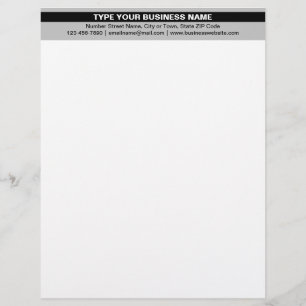 Highlighted Business Name on Grey Heading of Custom Letterhead