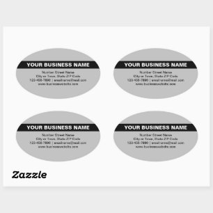 Highlighted Business Name on Grey Oval Sticker