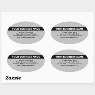 Highlighted Business Name on Grey Oval Sticker