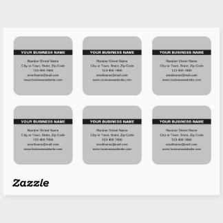Highlighted Business Name on Grey Square Sticker