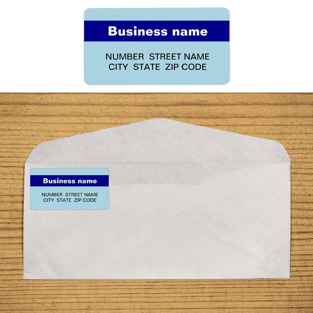 Highlighted Business Name on Light Blue Address Label (Light blue address label with your highlighted brand name)