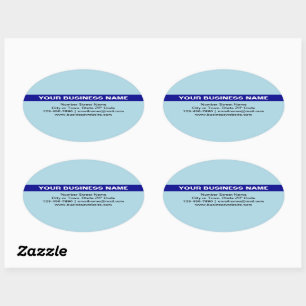 Highlighted Business Name on Light Blue Oval Sticker