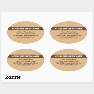 Highlighted Business Name on Light Brown Oval Sticker