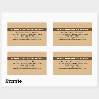 Highlighted Business Name on Light Brown Rectangular Sticker