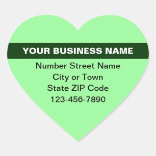 Highlighted Business Name on Light Green Heart Sticker