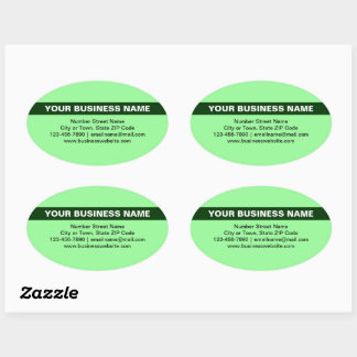 Highlighted Business Name on Light Green Oval Sticker