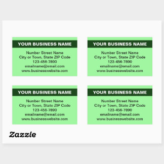 Highlighted Business Name on Light Green Rectangular Sticker