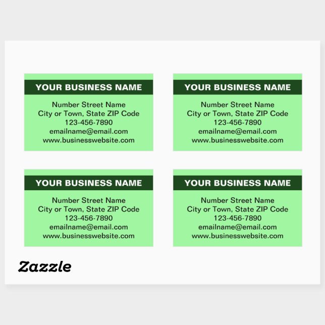 Highlighted Business Name on Light Green Rectangular Sticker (Sheet)