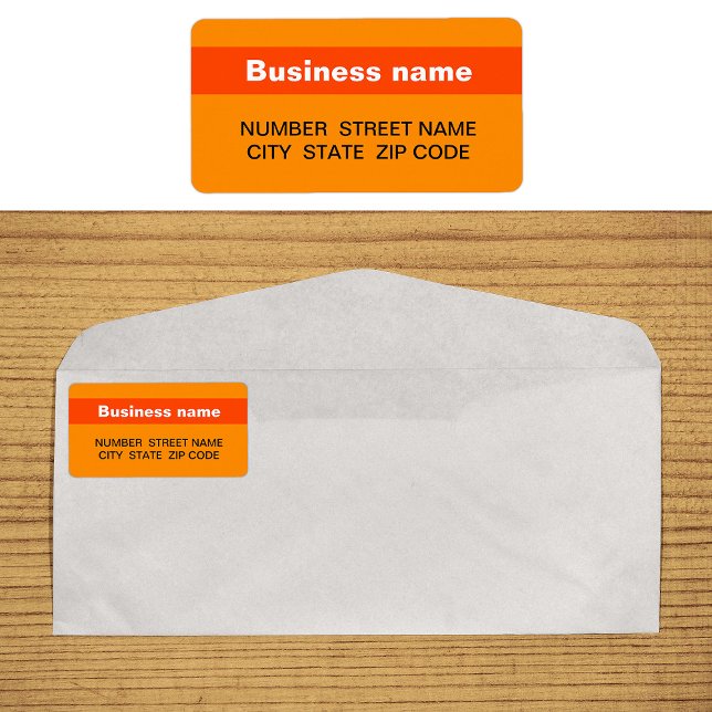 Highlighted Business Name on Orange Colour Address Label (Orange address label with your highlighted brand name)