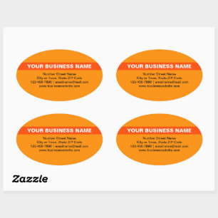 Highlighted Business Name on Orange Colour Oval Sticker