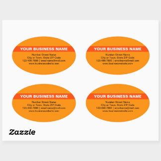 Highlighted Business Name on Orange Colour Oval Sticker