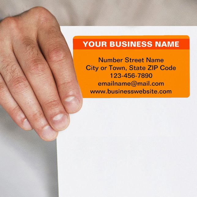 Highlighted Business Name on Orange Shipping Label (Orange shipping label with your highlighted business name)