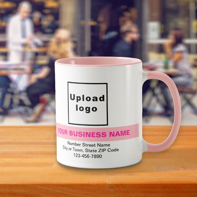 Highlighted Business Name on Pink Combo Mug (Your business name with highlight, logo, address and phone number on pink combo mug.)