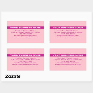 Highlighted Business Name on Pink Rectangular Sticker