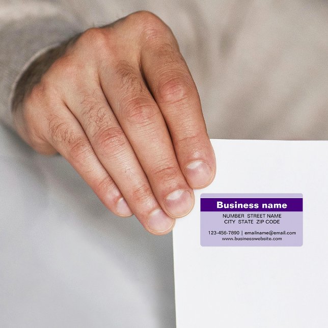 Highlighted Business Name on Purple Address Label (Purple address label with your highlighted business name)