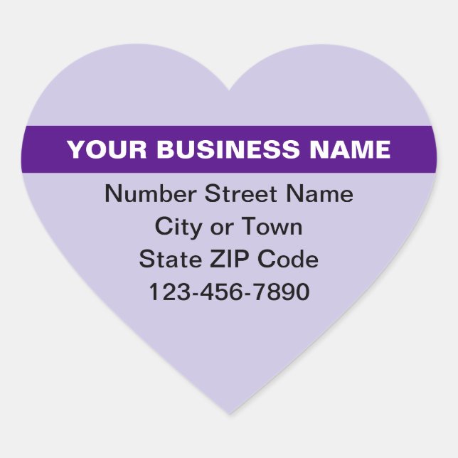 Highlighted Business Name on Purple Heart Sticker (Front)