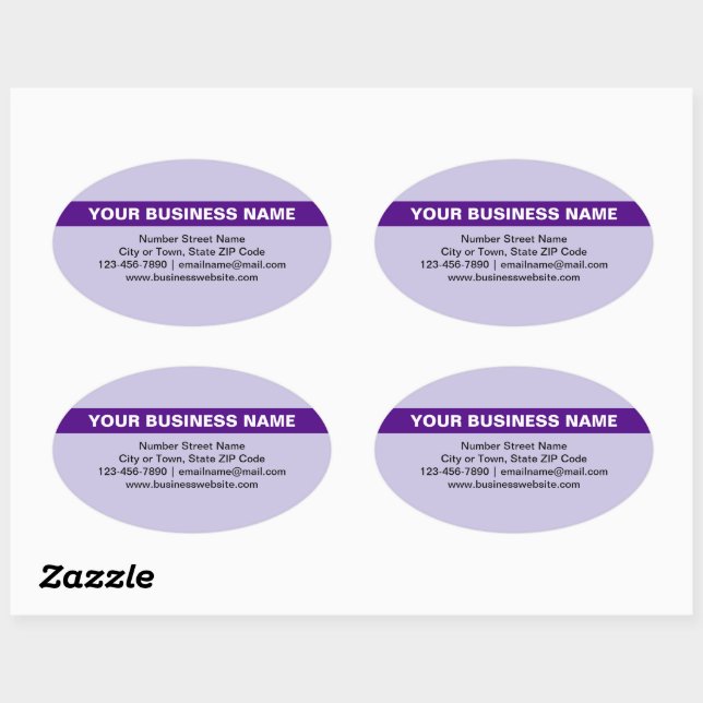 Highlighted Business Name on Purple Oval Sticker (Sheet)