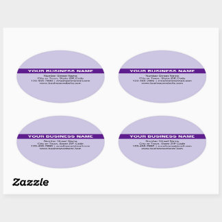 Highlighted Business Name on Purple Oval Sticker