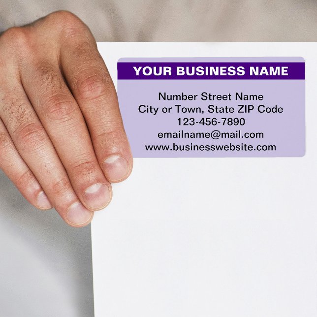 Highlighted Business Name on Purple Shipping Label (Purple shipping label with your highlighted business name)