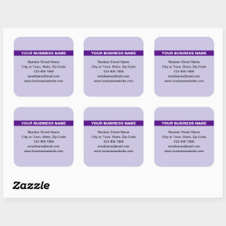 Highlighted Business Name on Purple Square Sticker
