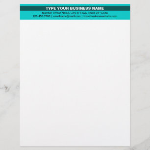 Highlighted Business Name on Teal Green Heading of Custom Letterhead