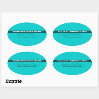 Highlighted Business Name on Teal Green Oval Sticker