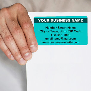 Highlighted Business Name on Teal Green Shipping