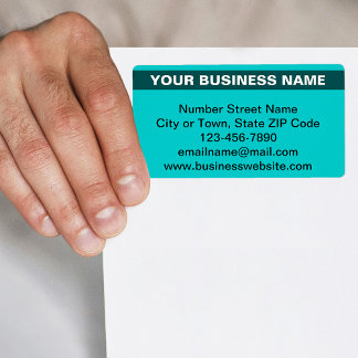 Highlighted Business Name on Teal Green Shipping