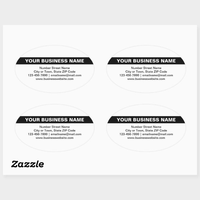 Highlighted Business Name on White Oval Sticker (Sheet)