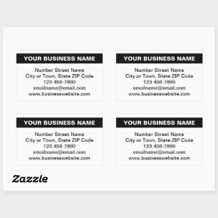 Highlighted Business Name on White Rectangular Sticker