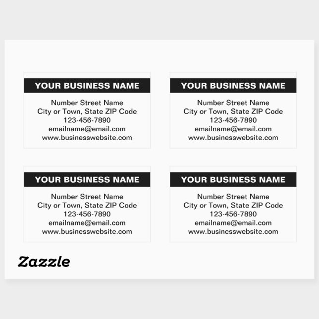 Highlighted Business Name on White Rectangular Sticker (Sheet)