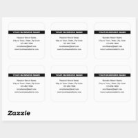 Highlighted Business Name on White Square Sticker