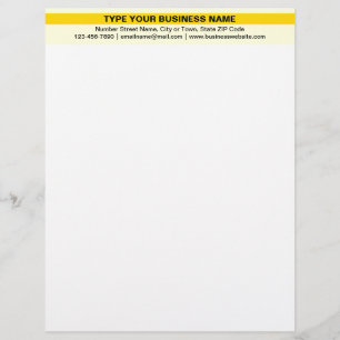 Highlighted Business Name on Yellow Heading of Custom Letterhead