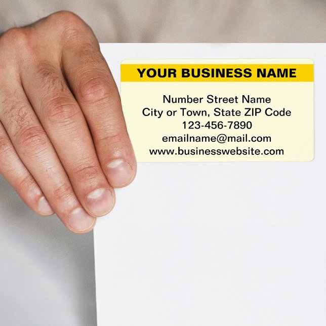 Highlighted Business Name on Yellow Shipping Label (Yellow shipping label with your highlighted business name)