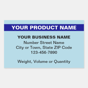 Highlighted Product Name on Light Blue Rectangular Sticker