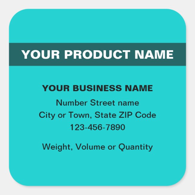 Highlighted Product Name on Teal Green Square Sticker (Front)