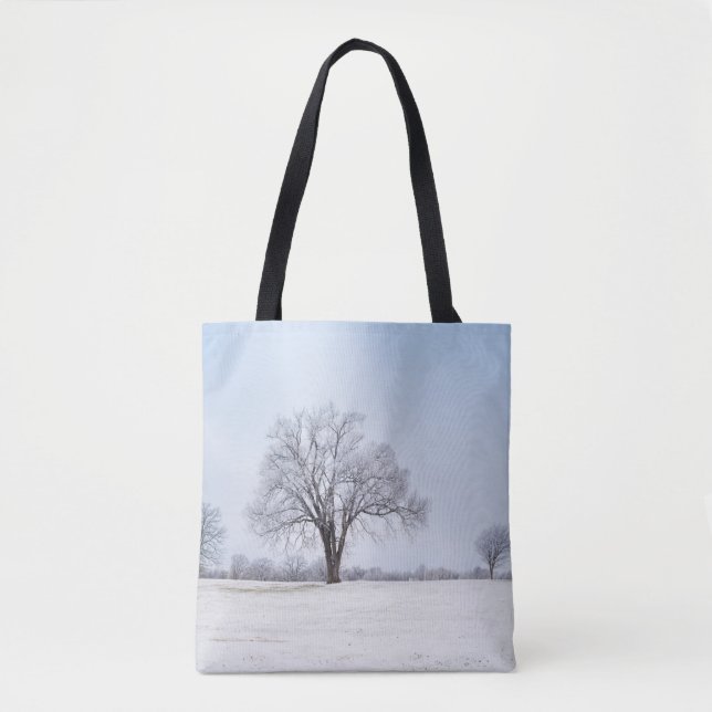Highlighted Winter Oak Tree Tote Bag (Front)