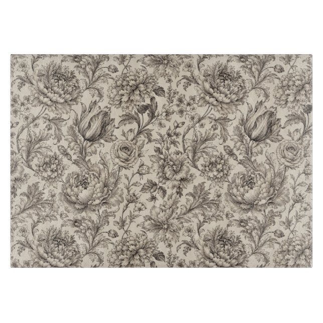 Highly Detailed Victorian Botanical Engraving Cutting Board (Front)