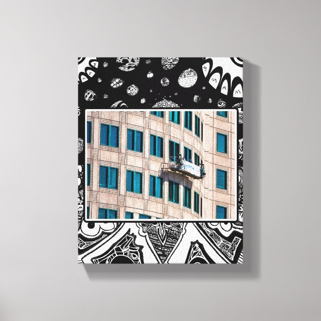 Highrise Window Washer Phrame Photography Canvas Print (Front)